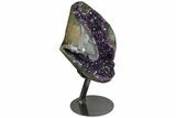 Amethyst Geode Section With Metal Stand - Uruguay #152211-2